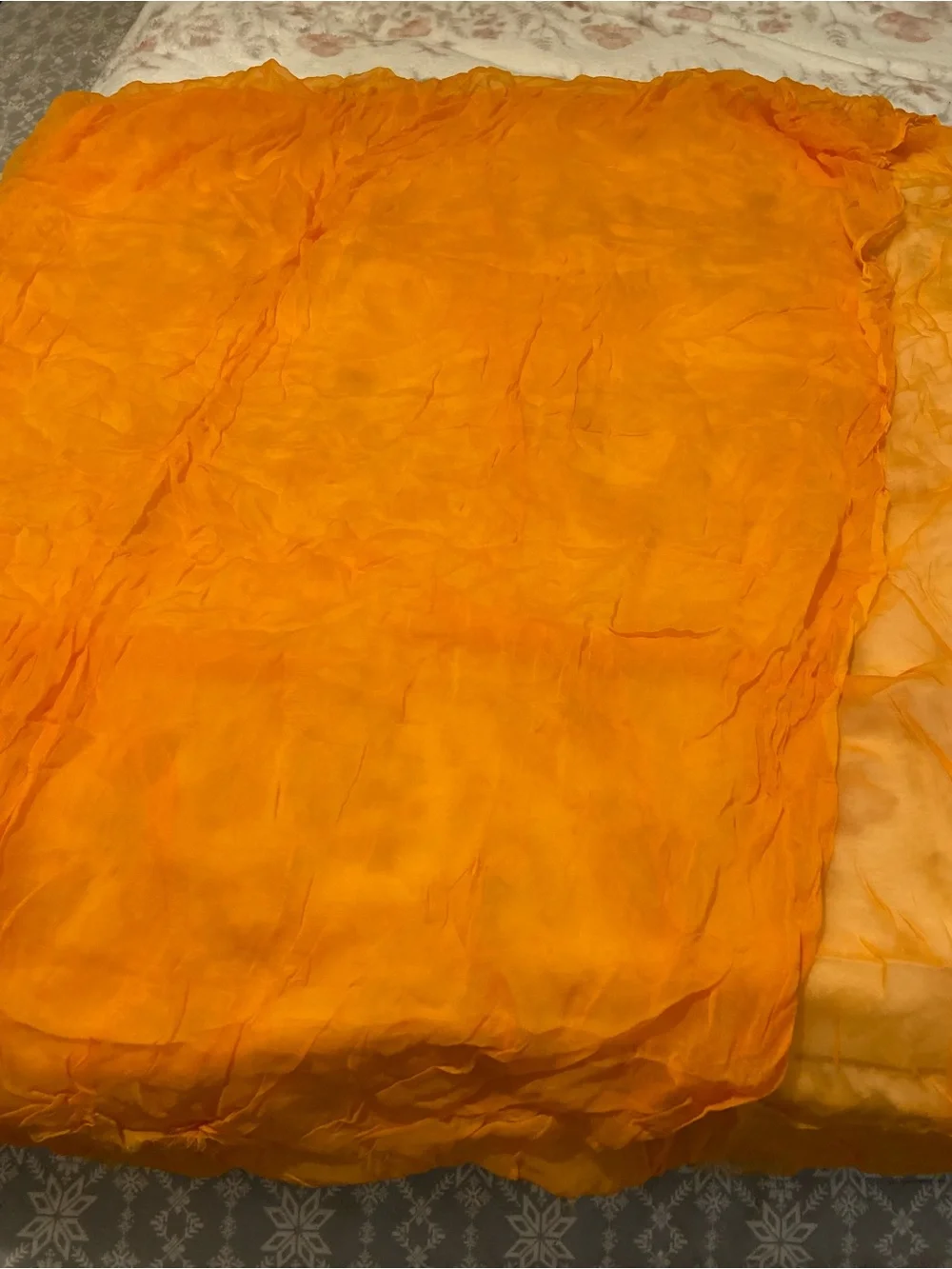 Indian Orange Women's Sheer Scarf Dupatta Versatile Shawl Raw Hem